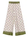 La Doublej La Double J Wide-leg Silk Trousers With Floral Pattern In Gray