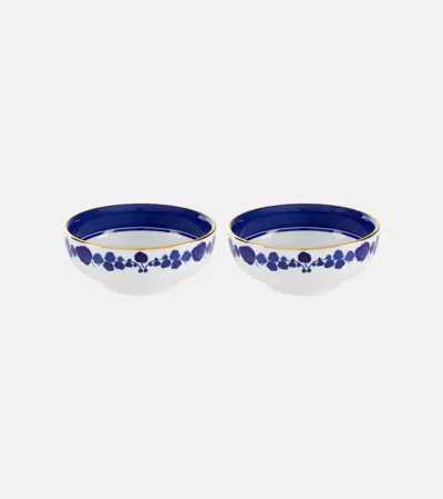 La Doublej Wildbird Blue Set Of 2 Porcelain Snack Bowls