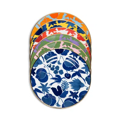 La Doublej Wildbird Dessert Plates, Mixed Set Of 6