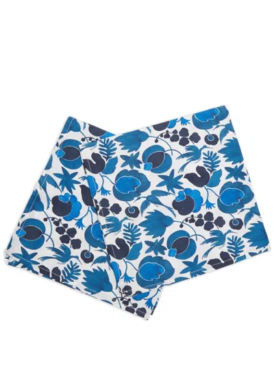 La Doublej Wildbird Large Napkins (set Of Two) In Blue