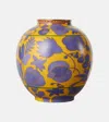La Doublej Wildbird Medium Porcelain Vase In Wildbird Yellow & Purple