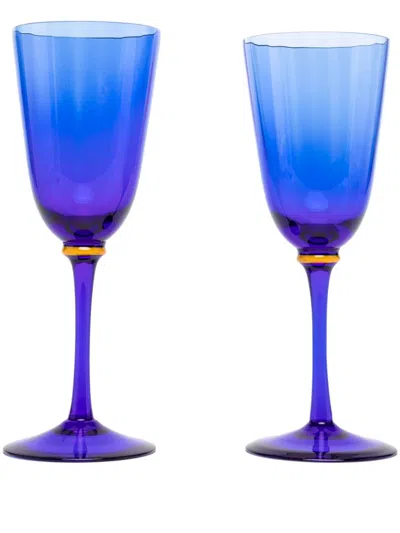 La Doublej Wine Glasses (set Of Two) In Blue