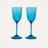 La Doublej Rainbow Murano Wine Glasses (set Of 2) In Turquoise