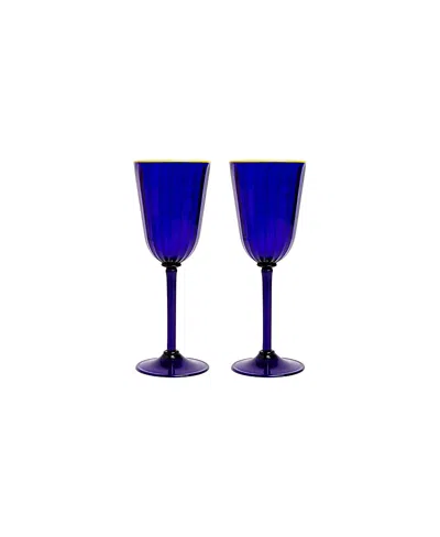 La Doublej Wine Rainbow Glasses, Set Of 2, 9.25 X 3.35 In Blue