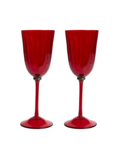 La Doublej Wine Rainbow Glasses Set Of 2 In Red