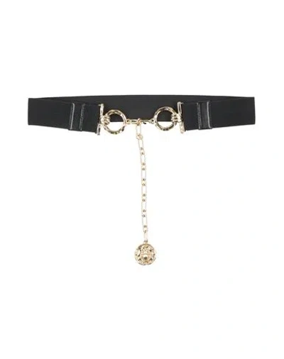 La Doublej Woman Belt Black Size S/m Brass, Polyester, Polyurethane, Elastane In Animal Print