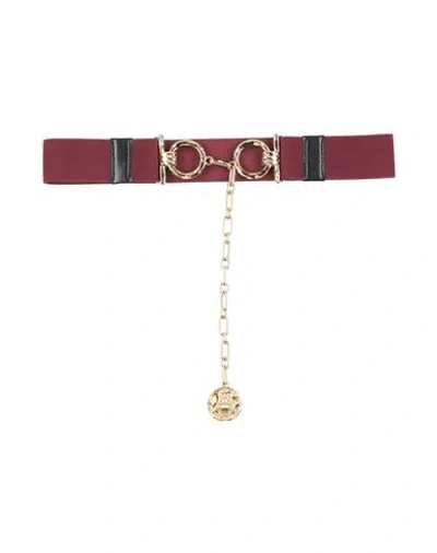 La Doublej Woman Belt Burgundy Size S/m Brass, Polyester, Polyurethane, Elastane In Brown