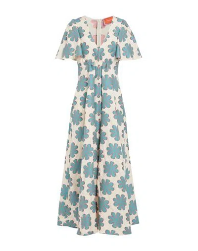 La Doublej Woman Maxi Dress Ivory Size L Recycled Polyester, Cotton, Polyester In Blue