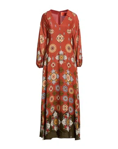 La Doublej Woman Maxi Dress Rust Size Xl Silk In Multi