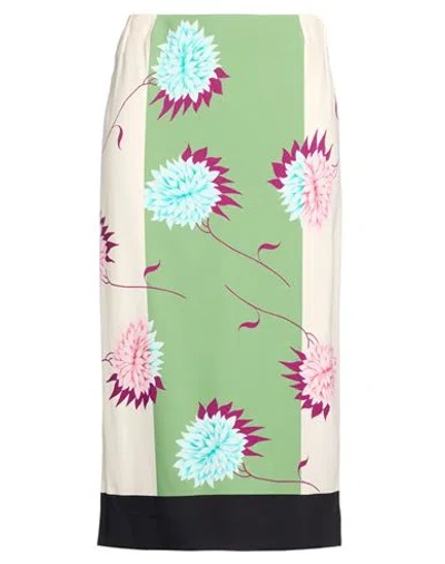 La Doublej Woman Midi Skirt Green Size M Viscose, Elastane In Multi