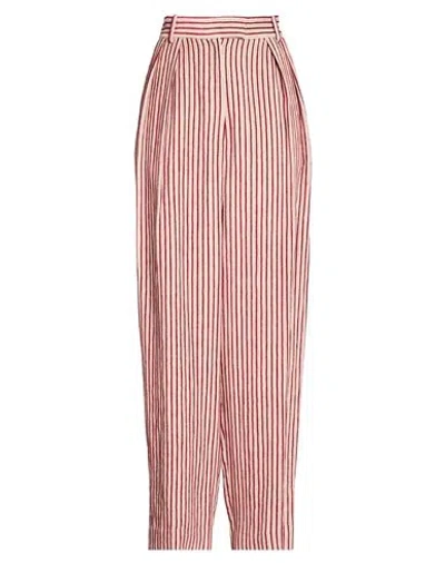 La Doublej Woman Pants Burgundy Size Xs Linen, Viscose, Cotton, Polyester In Red