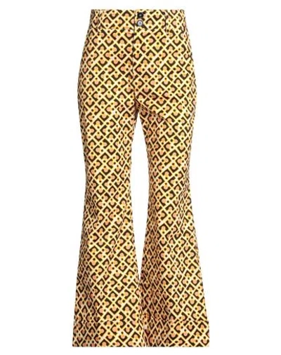 La Doublej Woman Pants Yellow Size Xs Cotton, Elastane