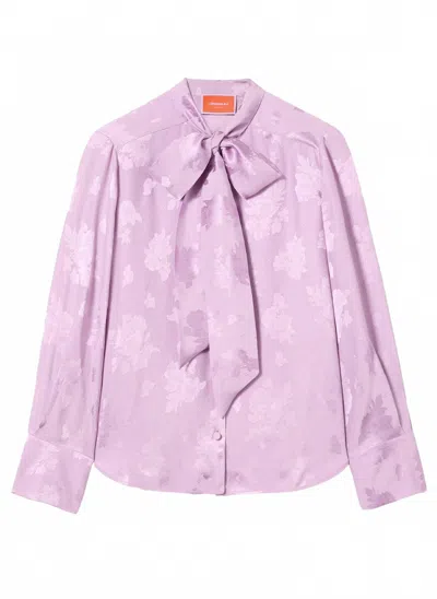 La Doublej Women's Ascot Button Down Shirt In Purple