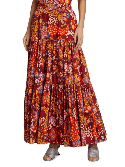 La Doublej Women's Big Printed Tiered Maxi Skirt In Taranta