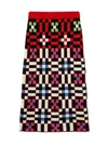 La Doublej Byte Geometric-pattern Knit Skirt In Multi