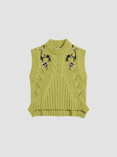 La Doublej Women's Cameo Vest Embroidered In Solid Light Green