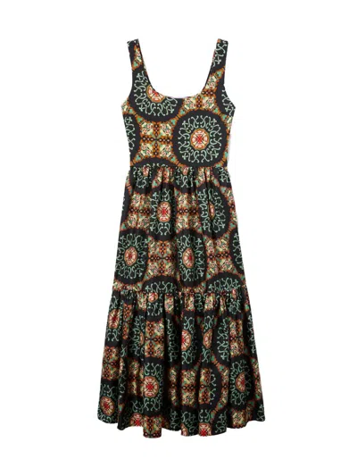 La Doublej La Double J Capri Printed Satin-twill Midi Dress In Multi
