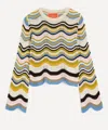 La Doublej Chevron-pattern Cropped Sweater In Multi