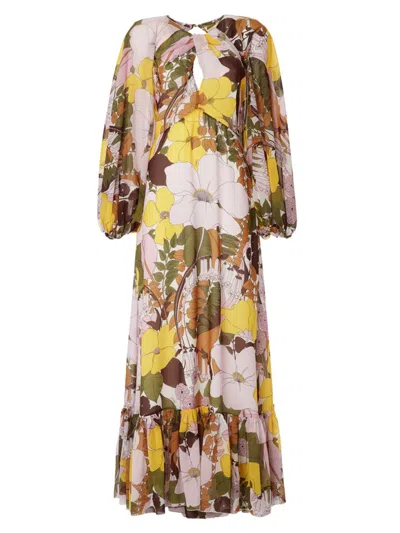 La Doublej Bellini Dress In Big Flower Rose Pink
