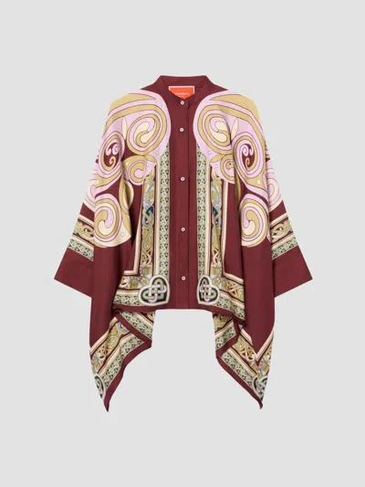 La Doublej Women's Foulard Shirt In Kells Swirl Burgundy