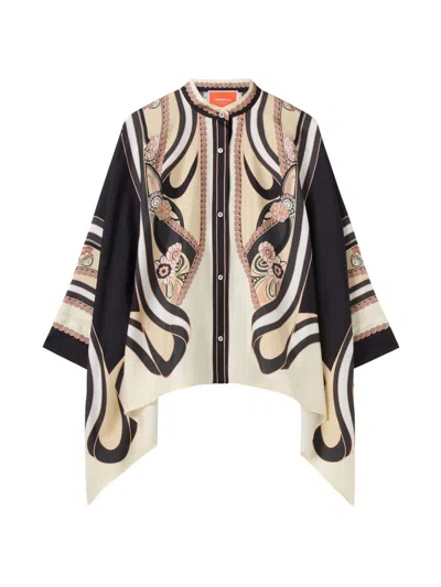 La Doublej Foulard Printed Silk Twill Shirt In Black