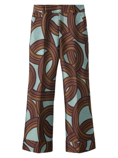 La Doublej La Double J Hendrix Jacquard Flared-leg Trousers In Brown