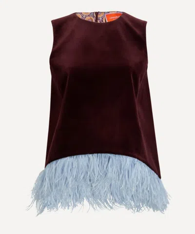 La Doublej Women's La Scala Solid Burgundy Velvet Top