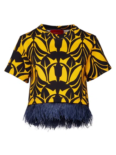 La Doublej Women's La Scala Tee With Feathers In Papyrus Gold