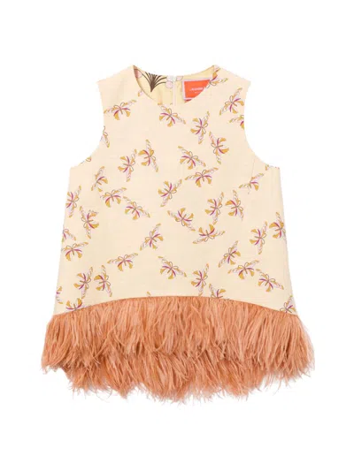 La Doublej La Scala Top With Feathers Farfalla In Orange
