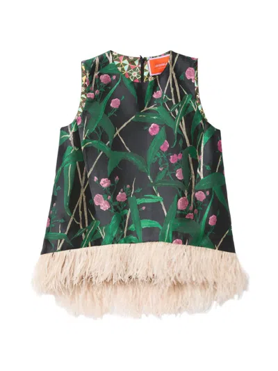 La Doublej Women's La Scala Top With Feathers In Multi