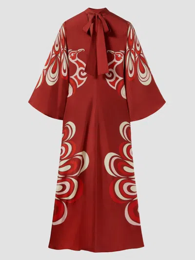 La Doublej La Double J Magnifico Printed Silk-twill Dress In Red