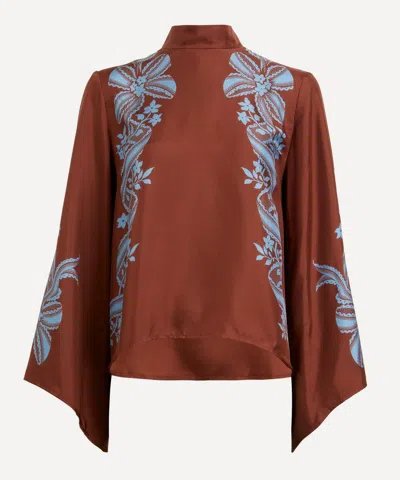 La Doublej Women's Make An Exit Silk Twill Blouse In Signoria Placee