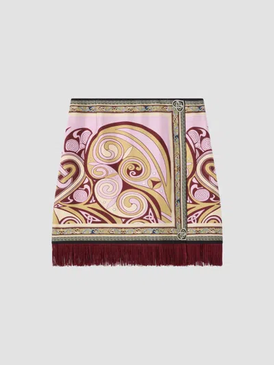 La Doublej Women's Mini Foulard Skirt With Fringes In Kells Pink