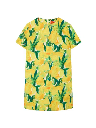 La Doublej Swing Lemon-print Shift Mini Dress In Yellow
