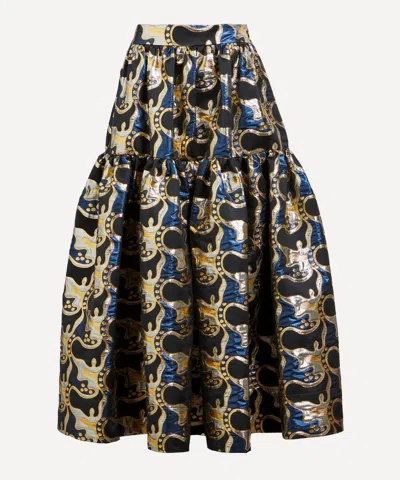 La Doublej Women's Oscar Spritz Blu Jacquard Skirt