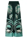 La Doublej La Double J Printed Silk-twill Palazzo Trousers In Green