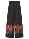 La Doublej Printed Silk Twill Palazzo Pants In Black