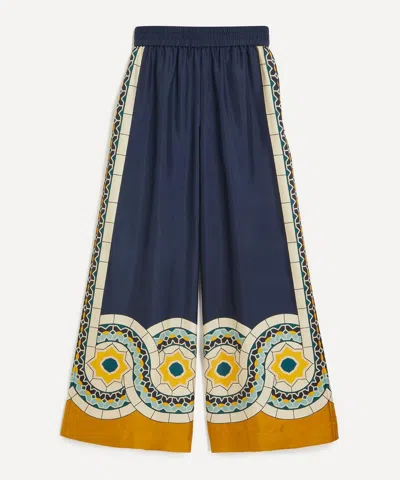 La Doublej La Double J Printed Silk-twill Trousers In White