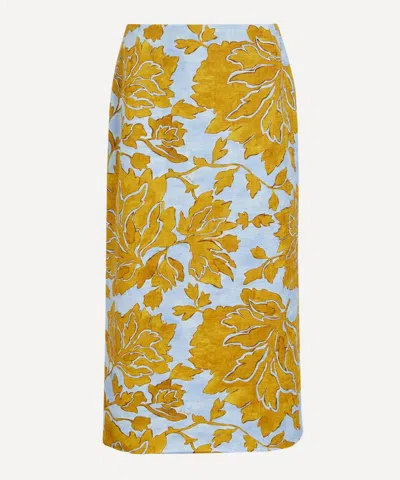 La Doublej Women's Pencil Skirt In Tangle Light Blue Shot Cotton