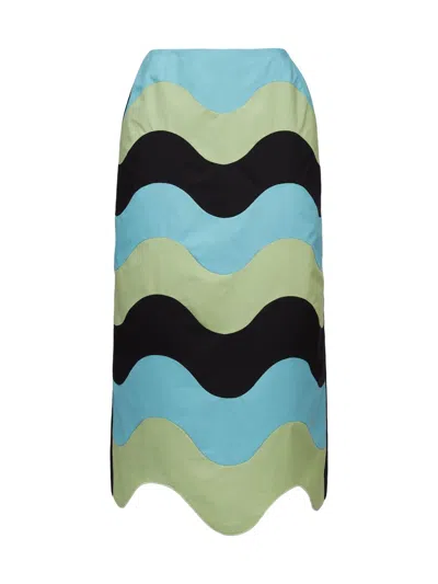 La Doublej Women's Pencil Skirt Intarsio Waves In Multi