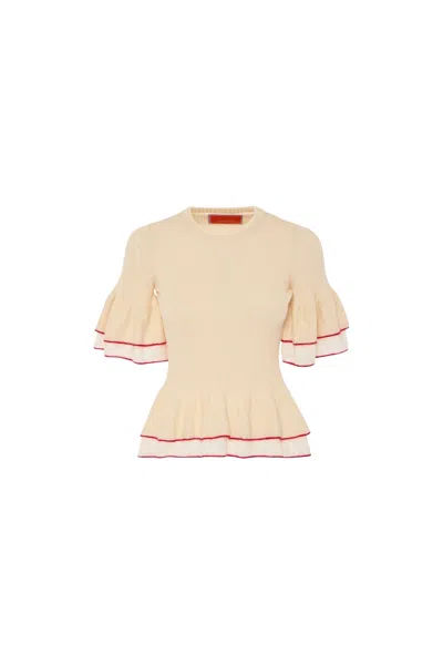 La Doublej Women's Peplum Top In Light Beige In Yellow