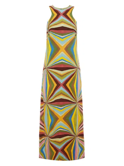 La Doublej Racer Geometric-print Maxi Dress In Rainbow