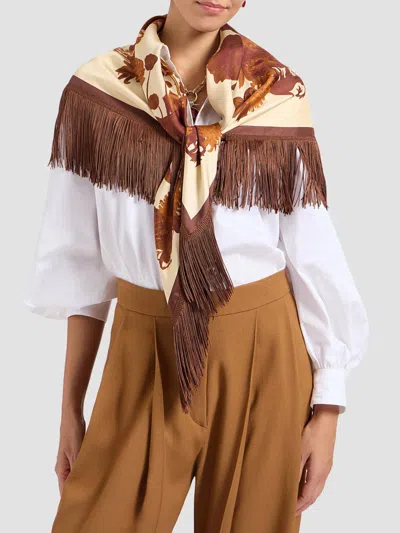 La Doublej Women's Reversible Fringe Foulard Scarf In Coven Buttercream