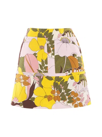 La Doublej Mini Skirt In Big_flower_rose