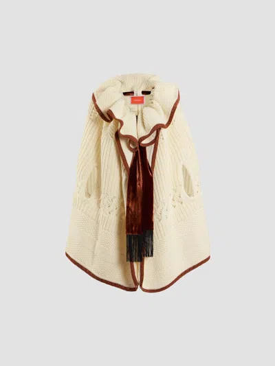 La Doublej Women's The Weaver Long Cape In White Brown