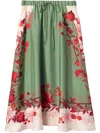 La Doublej Silk Drawstring Skirt In Woodland Placée Camouflage