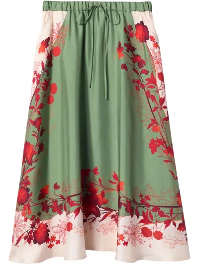 LA DOUBLEJ WOODLAND-PRINT MIDI SKIRT