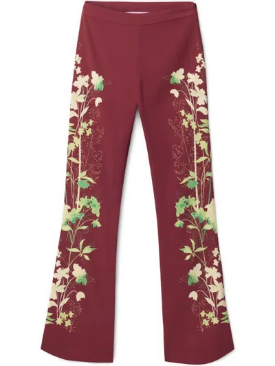 La Doublej Woodland-print Trousers In Red