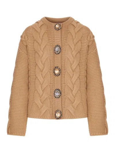 La Doublej Wool And Cashmere Cardigan With Cable Knit In Brown