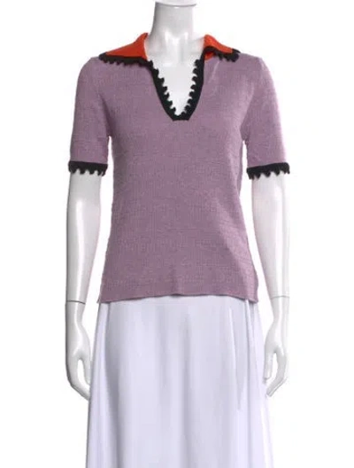 Pre-owned La Doublej Wool Colorblock Pattern Blouse In Purple